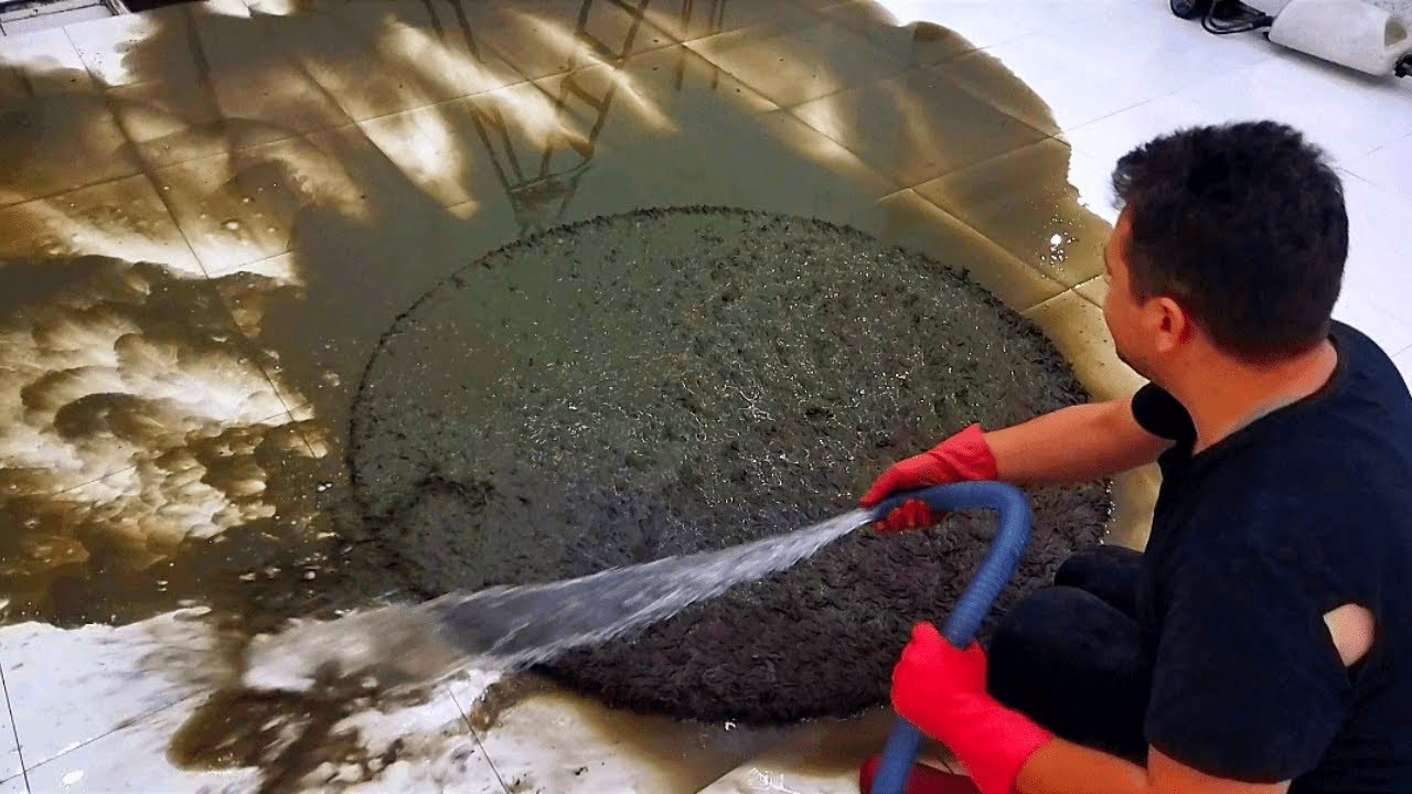 Difficult Cleaning Process of Round Dirty Carpet – Satisfying Cleaning ASMR